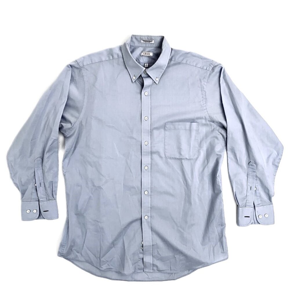 Men's Izod Dress Shirt 16 1/2 Reg Fit Light Blue Wrinkle Free Quick Dry Twill